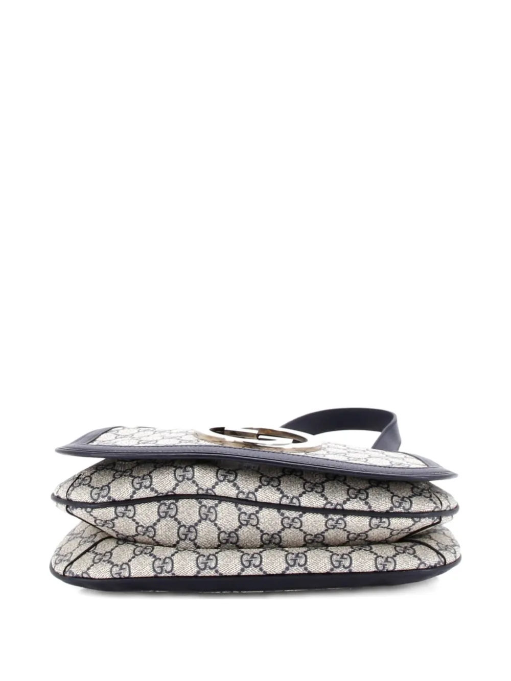 Pre-owned Gucci Blondie Nm Top Handle Bag Gg Coated Canvas Medium Satchel In Blue