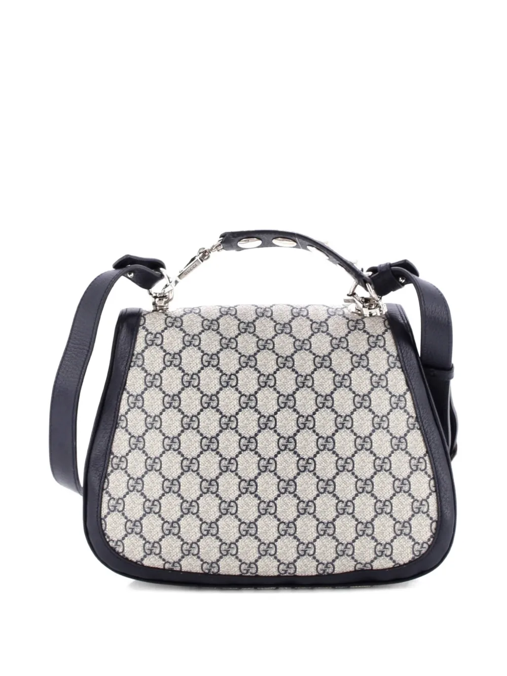 Pre-owned Gucci Blondie Nm Top Handle Bag Gg Coated Canvas Medium Satchel In Blue