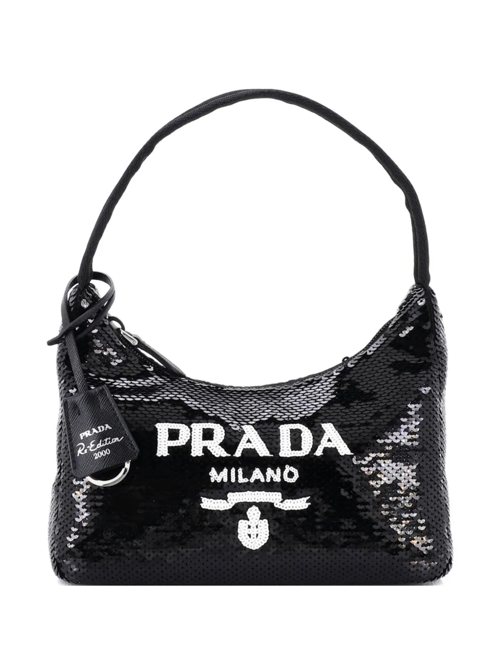 Prada Pre-Owned Re-Edition 2000 Sequins Mini hobo bag - Black