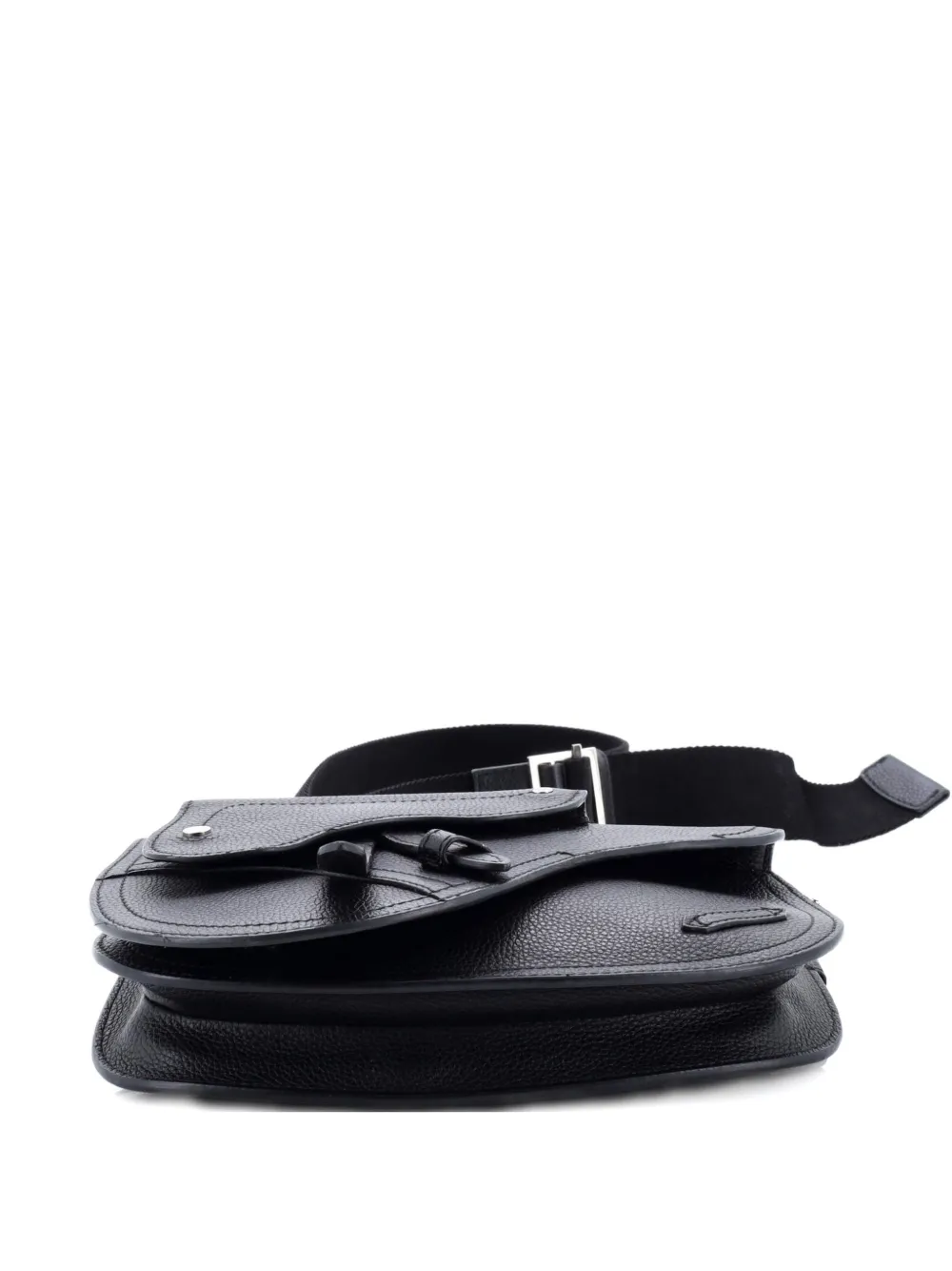 Pre-owned Dior Saddle Messenger Pouch Leather Crossbody Bag In Black