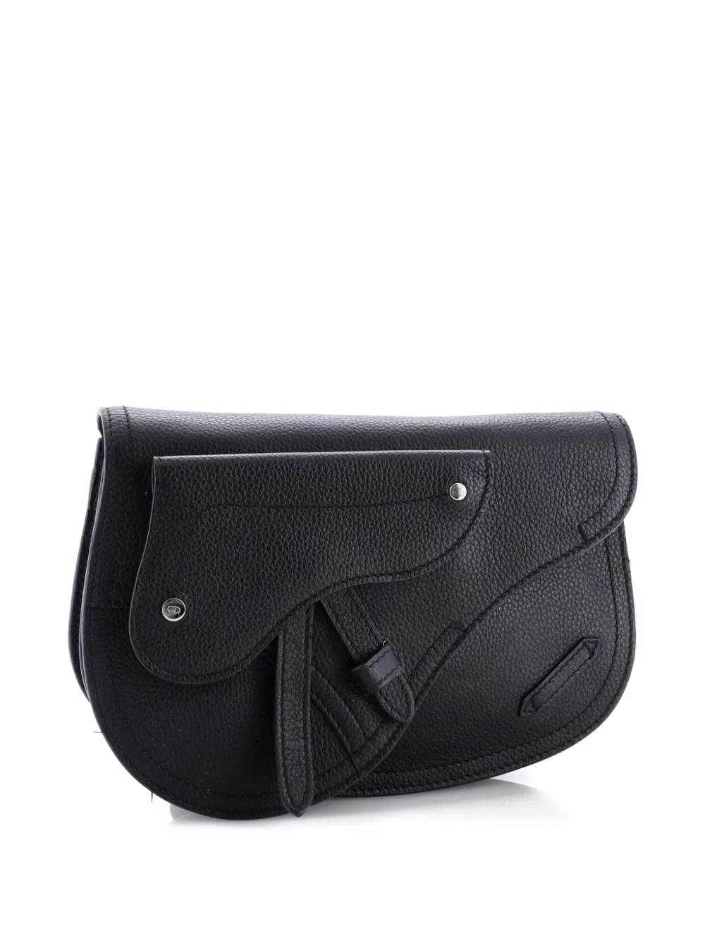 DIOR Pre-owned Saddle Messenger Pouch Leather Crossbody Bag In Black