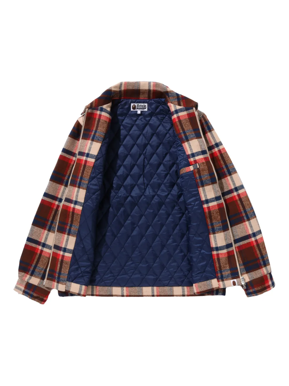 A BATHING APE Geruit jack met zakken Bruin