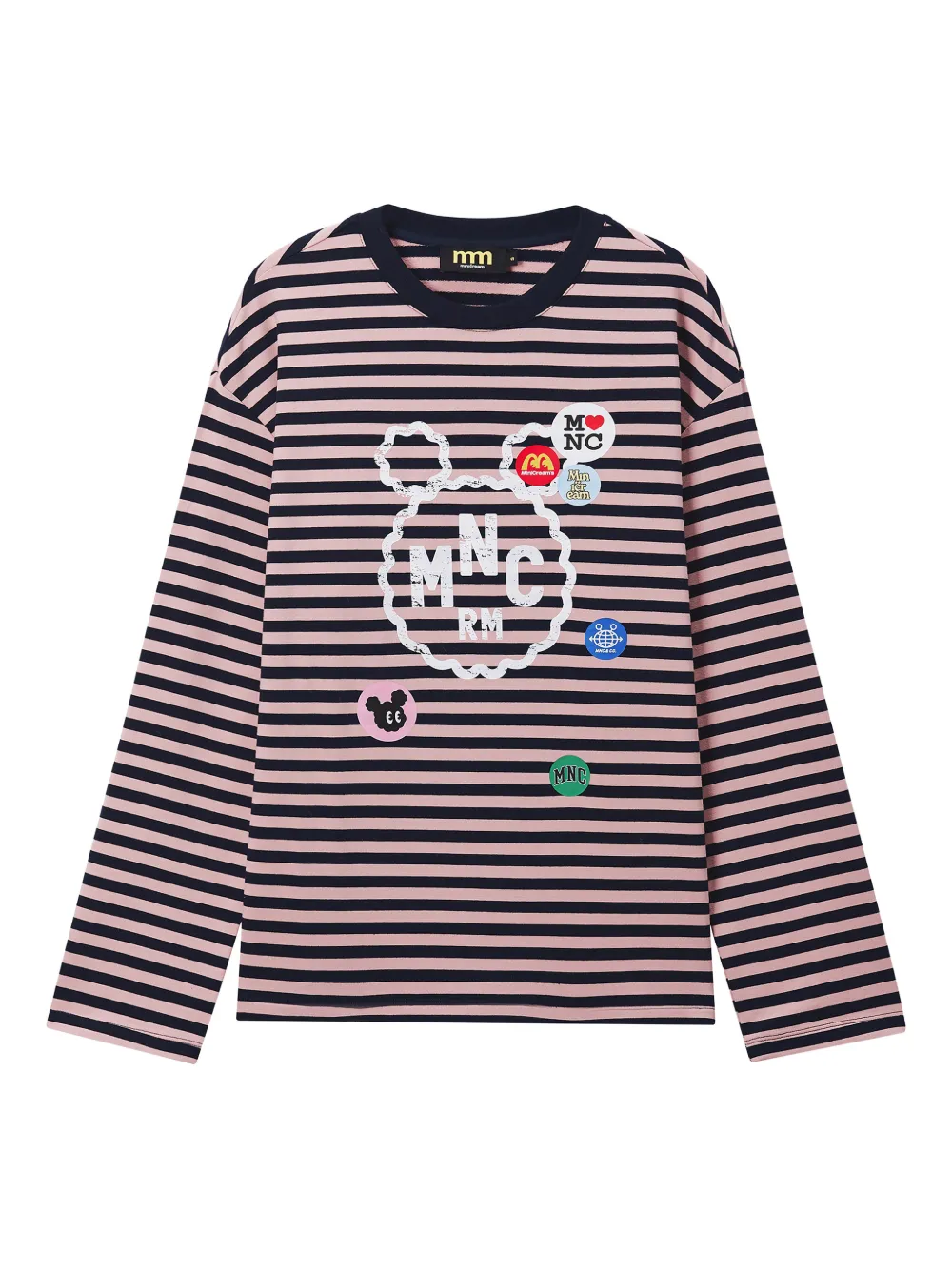 Mini Cream Striped Appliqué T-shirt In Multi
