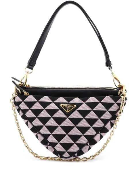 Prada Pre-Owned Double Symbole Triangle Bag Leather and Jacquard Mini shoulder bag