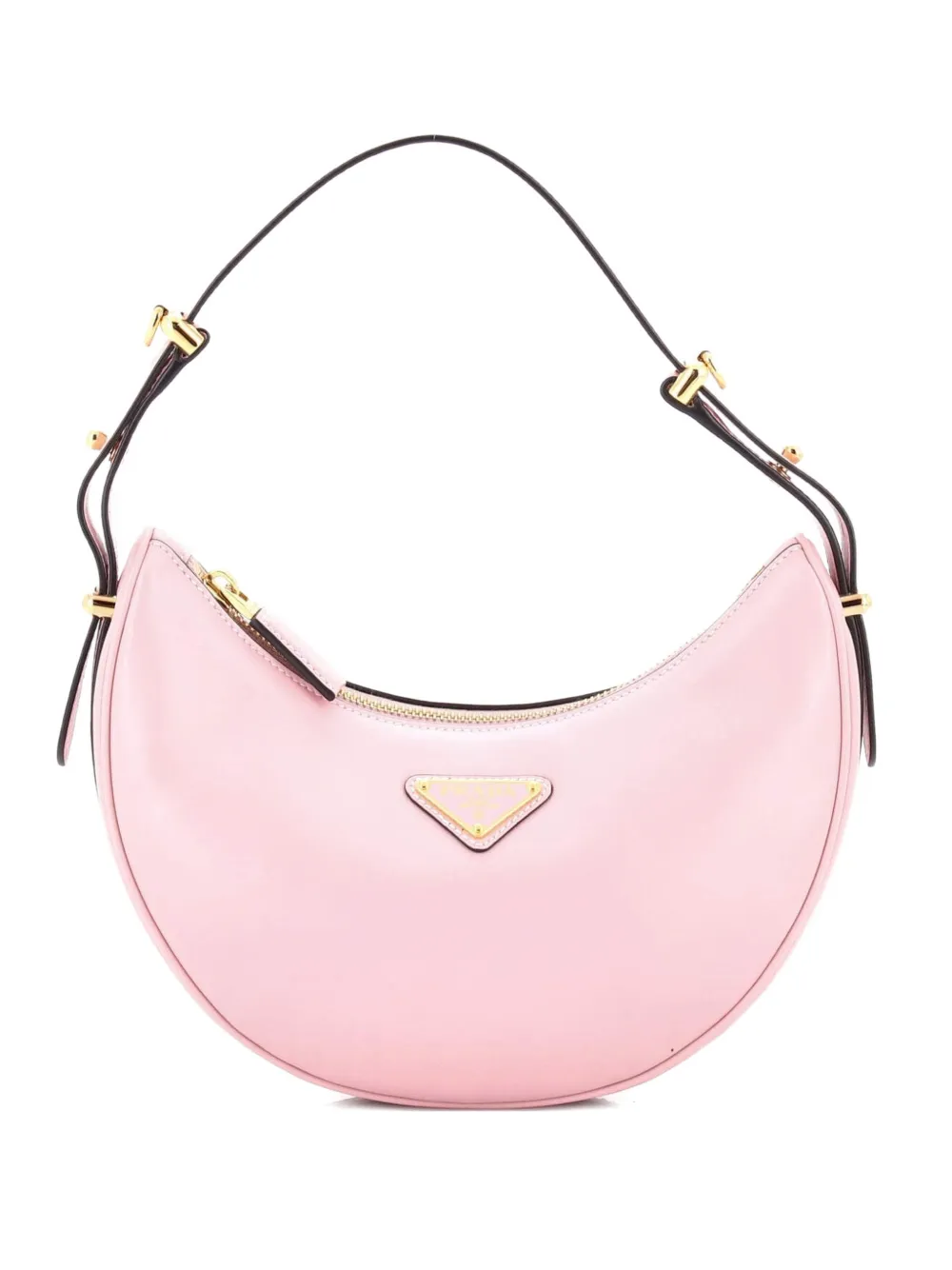 Pre-owned Prada Arque Half Moon Leather Small Hobo Bag In Pink