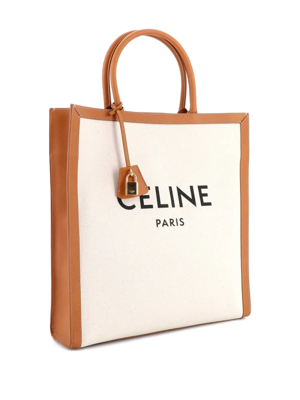 Vertical Cabas Canvas With Leather Large Tote Bag