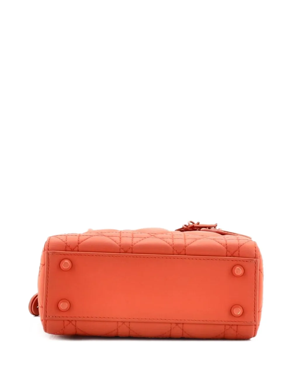 Pre-owned Dior Ultra Matte Lady  Chain Bag Cannage Quilt Calfskin Mini Shoulder Bag In Orange
