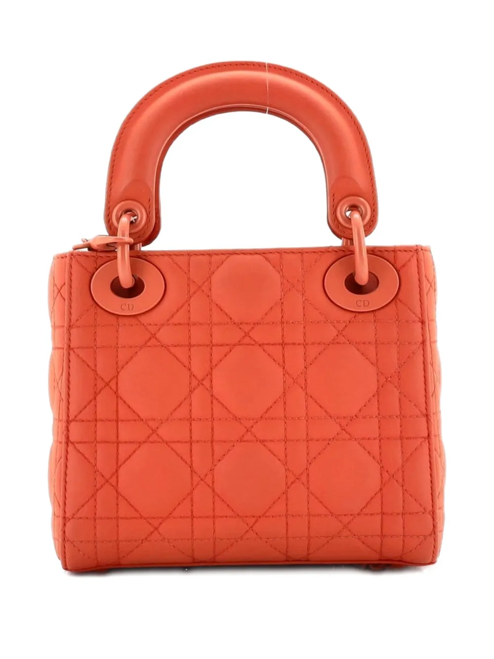 Pre-owned Dior Ultra Matte Lady  Chain Bag Cannage Quilt Calfskin Mini Shoulder Bag In Orange