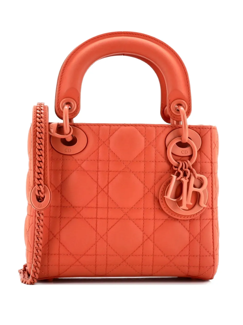 Christian Dior Pre-Owned Ultra Matte Lady Dior Chain Bag Cannage Quilt Calfskin Mini shoulder bag - Arancione
