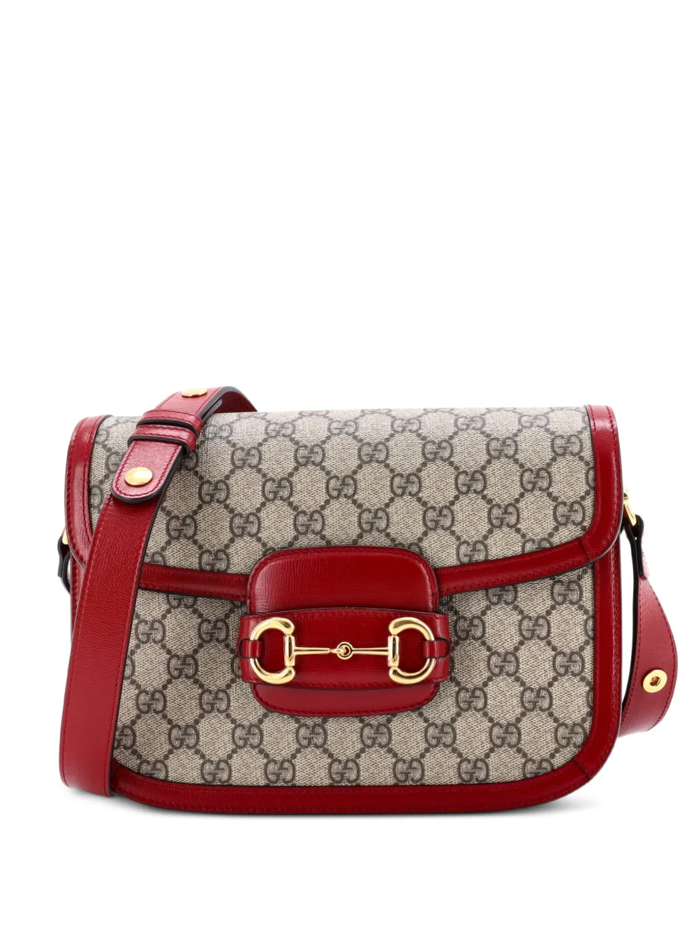 Gucci Pre-Owned Horsebit 1955 Shoulder Bag GG Coated Canvas with Leather Small crossbody bag - Marrone