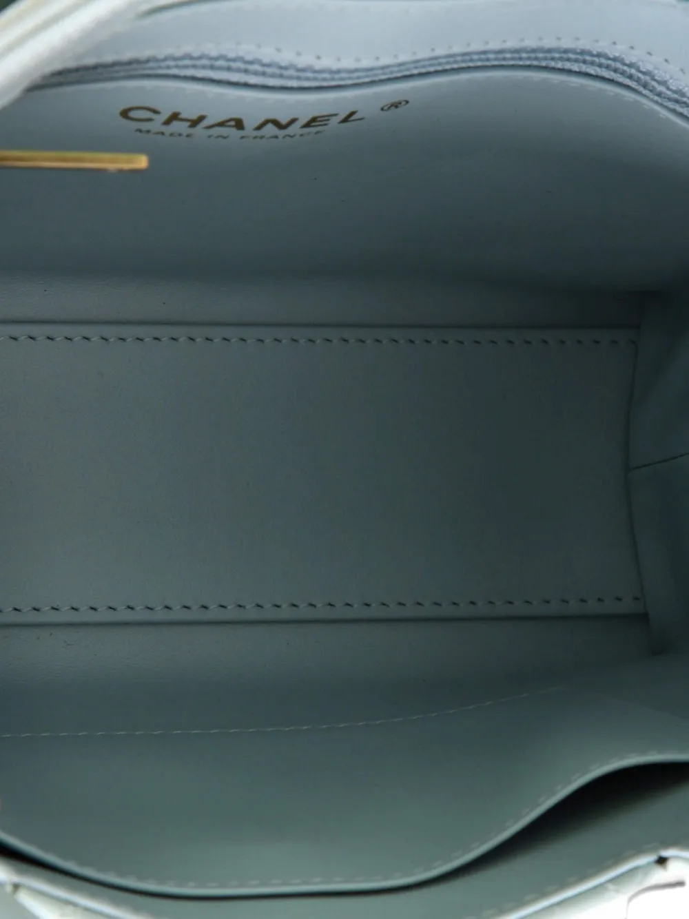 Pre-owned Chanel Kelly Top Handle Shopping Bag Quilted Shiny Aged Calfskin Mini Satchel In Blue