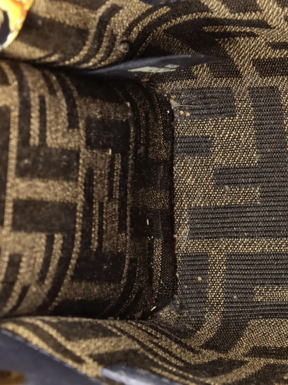 Pre-owned Fendi X Versace Fendace Convertible Sunshine Shopper Tote Printed Laminated Leather Mini Crossbody Bag In Black