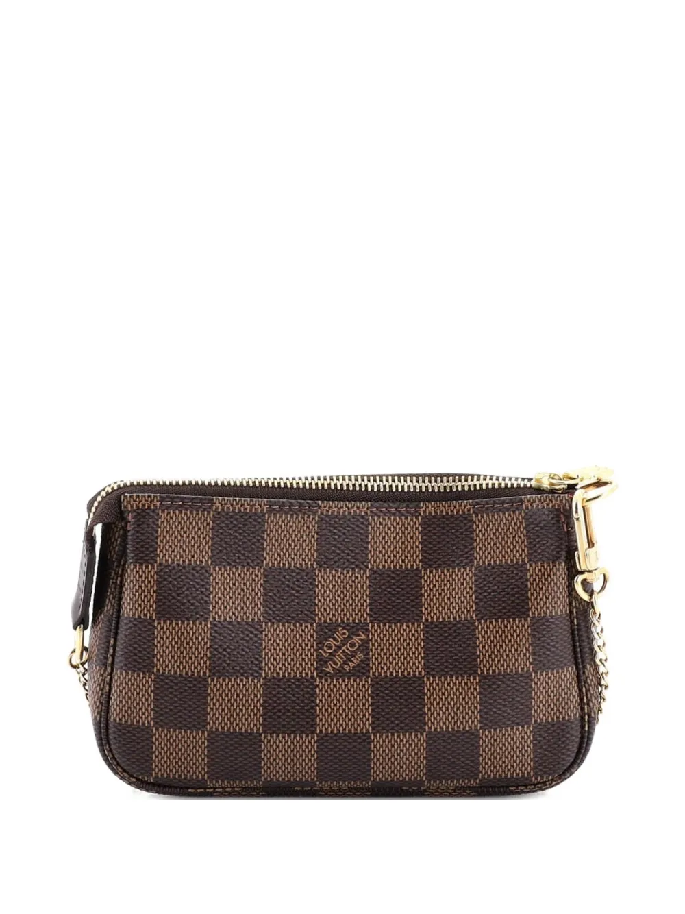 Pre-owned Louis Vuitton Pochette Accessoires Damier Mini Clutch Bag In Brown