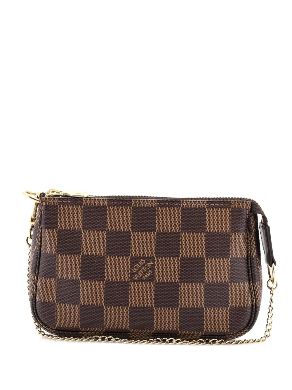 Pre-owned Louis Vuitton Pochette Accessoires Damier Mini Clutch Bag In Brown