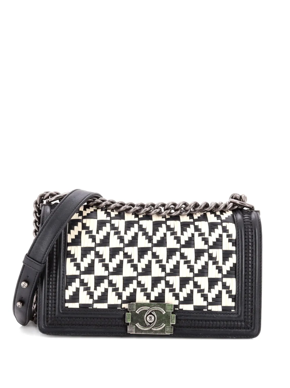 CHANEL Pre-Owned Boy Flap Bag Woven Calfskin Old Medium shoulder bag - Nero