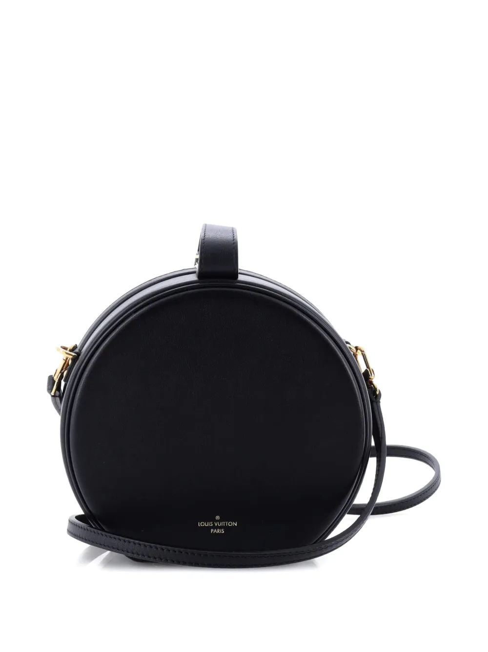 Pre-owned Louis Vuitton Petite Boite Chapeau Bag Calfskin Shoulder Bag In Black