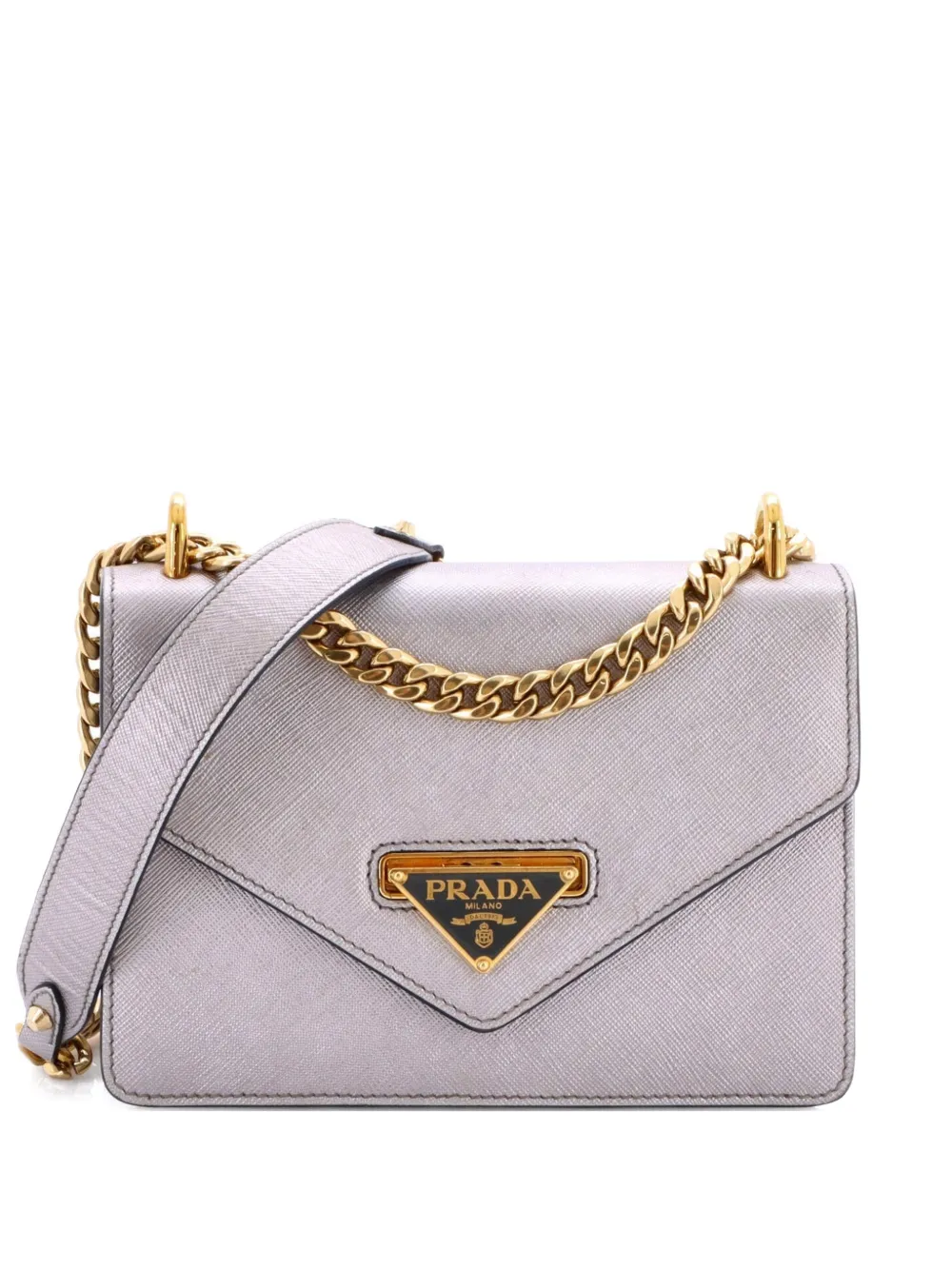 Prada Pre-Owned Envelope Flap Chain Shoulder bag Saffiano Leather Small crossbody bag - Verde