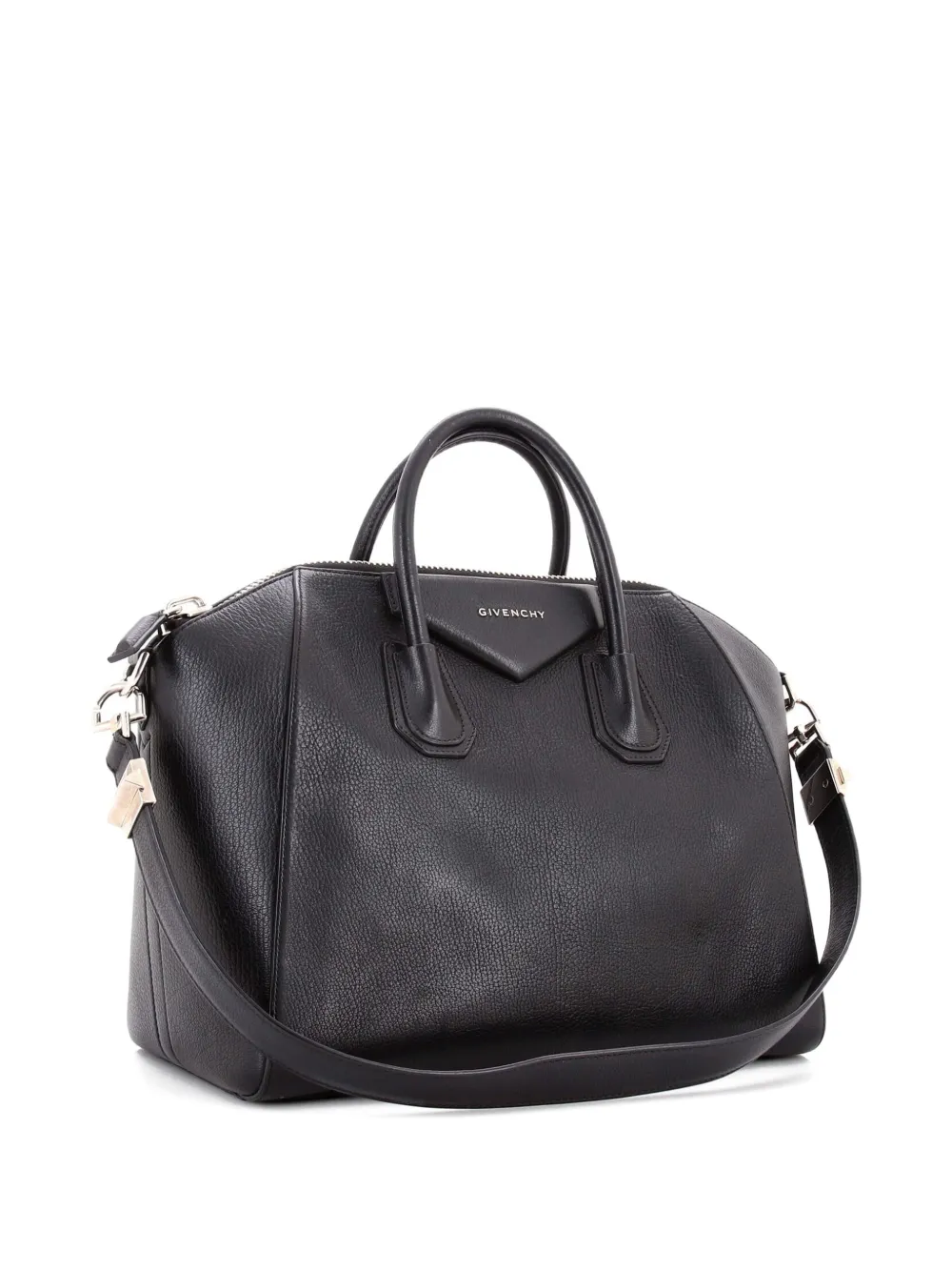 Pre-owned Givenchy Antigona Bag Leather And Kenya Metal Medium Satchel In Black