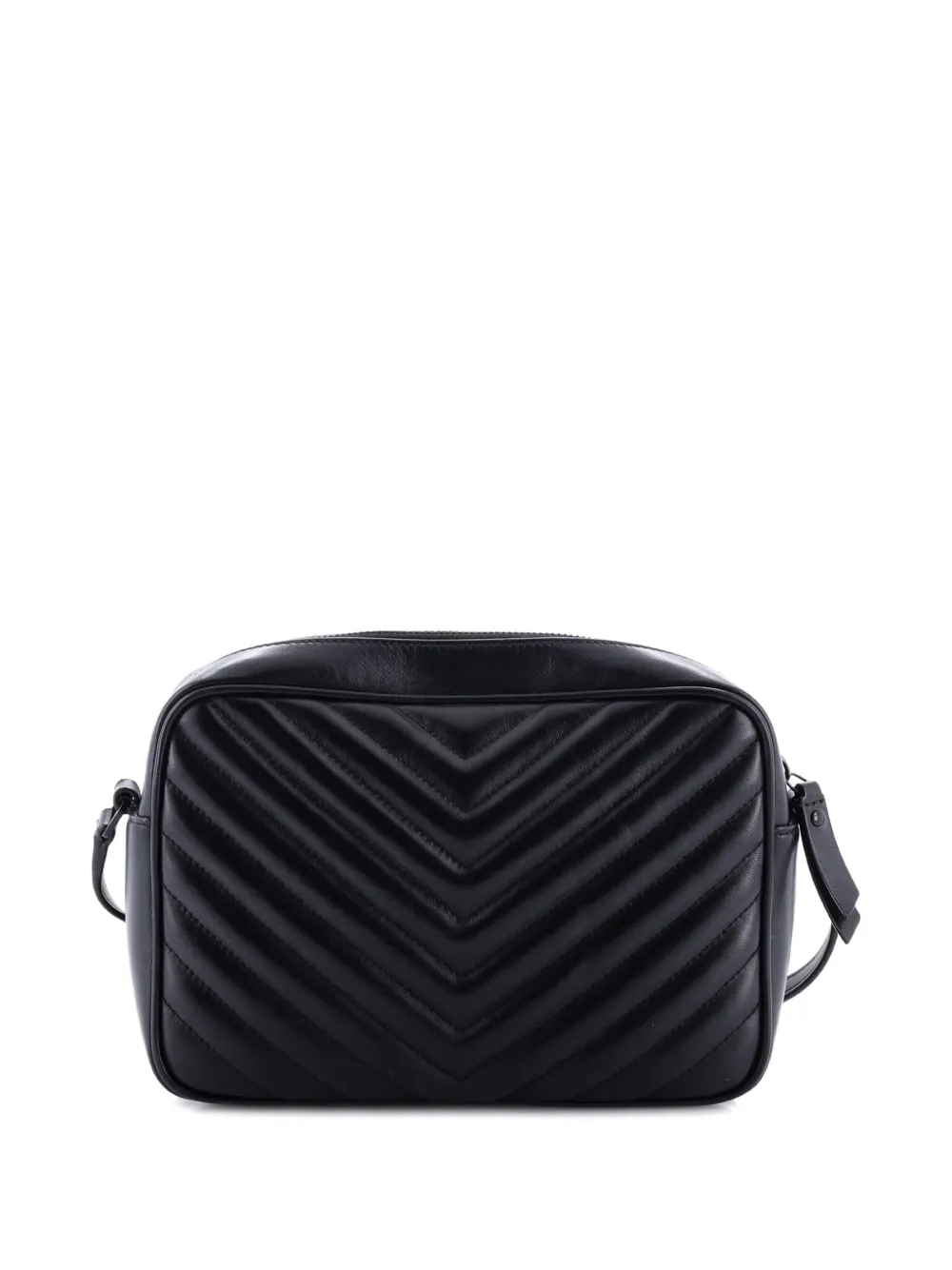 SAINT LAURENT Pre-owned Lou Camera Bag Matelasse Chevron Leather Small Crossbody Bag In Black