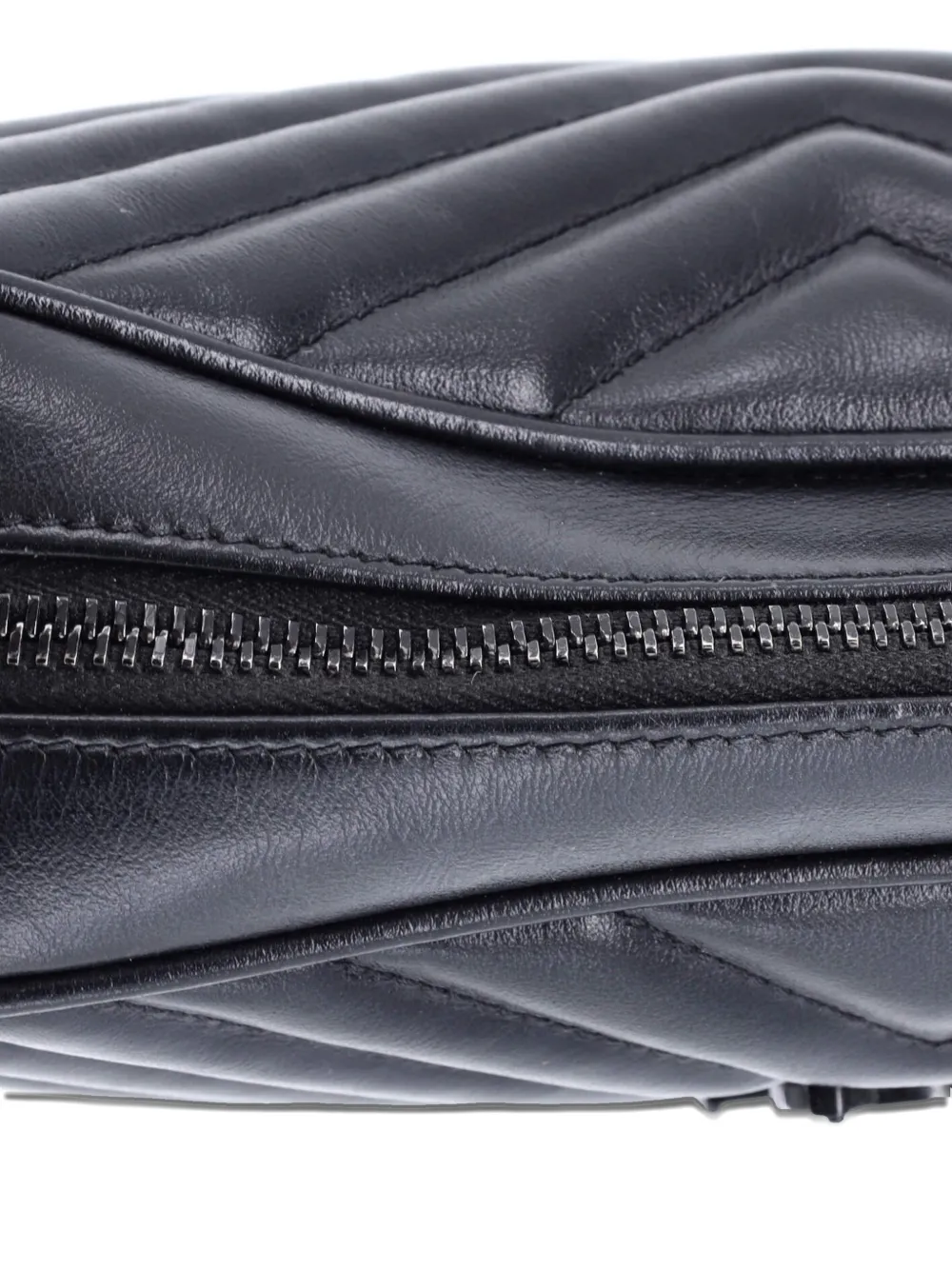 SAINT LAURENT Pre-owned Lou Camera Bag Matelasse Chevron Leather Small Crossbody Bag In Black