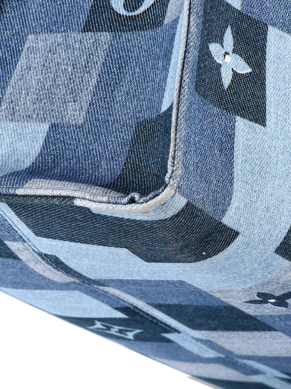 LOUIS VUITTON Pre-owned Onthego Damier And Monogram Patchwork Denim Gm Tote Bag In Blue