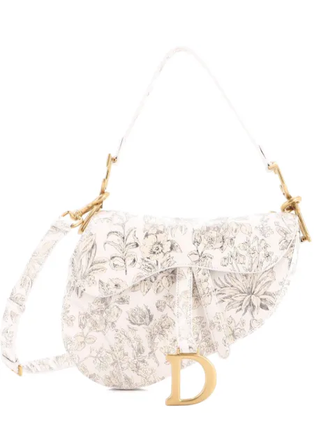 Christian Dior Pre-Owned Saddle Handbag with Strap Printed Leather Medium shoulder bag