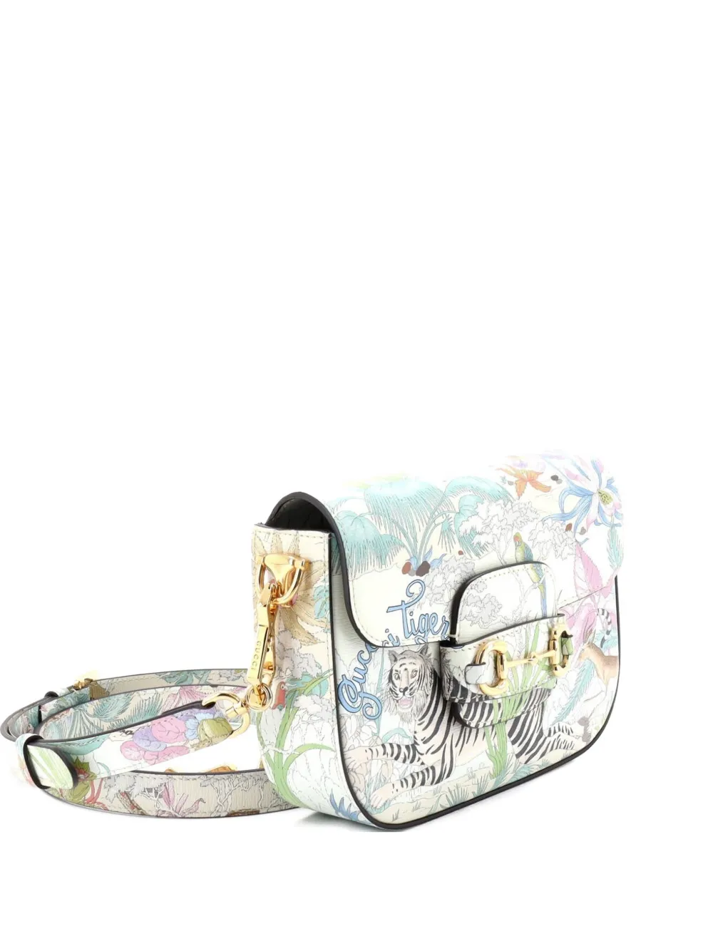 Pre-owned Gucci Horsebit 1955 Shoulder Bag Printed Leather Mini Crossbody Bag In Multi