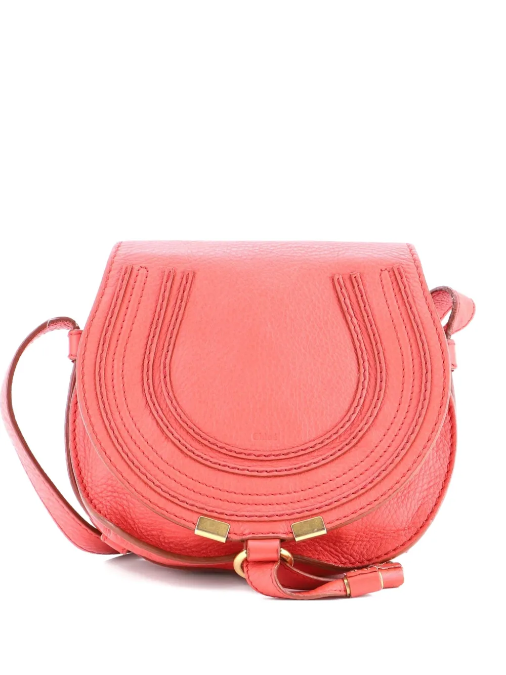 Pre-owned Chloé Marcie Leather Mini Crossbody Bag In Pink