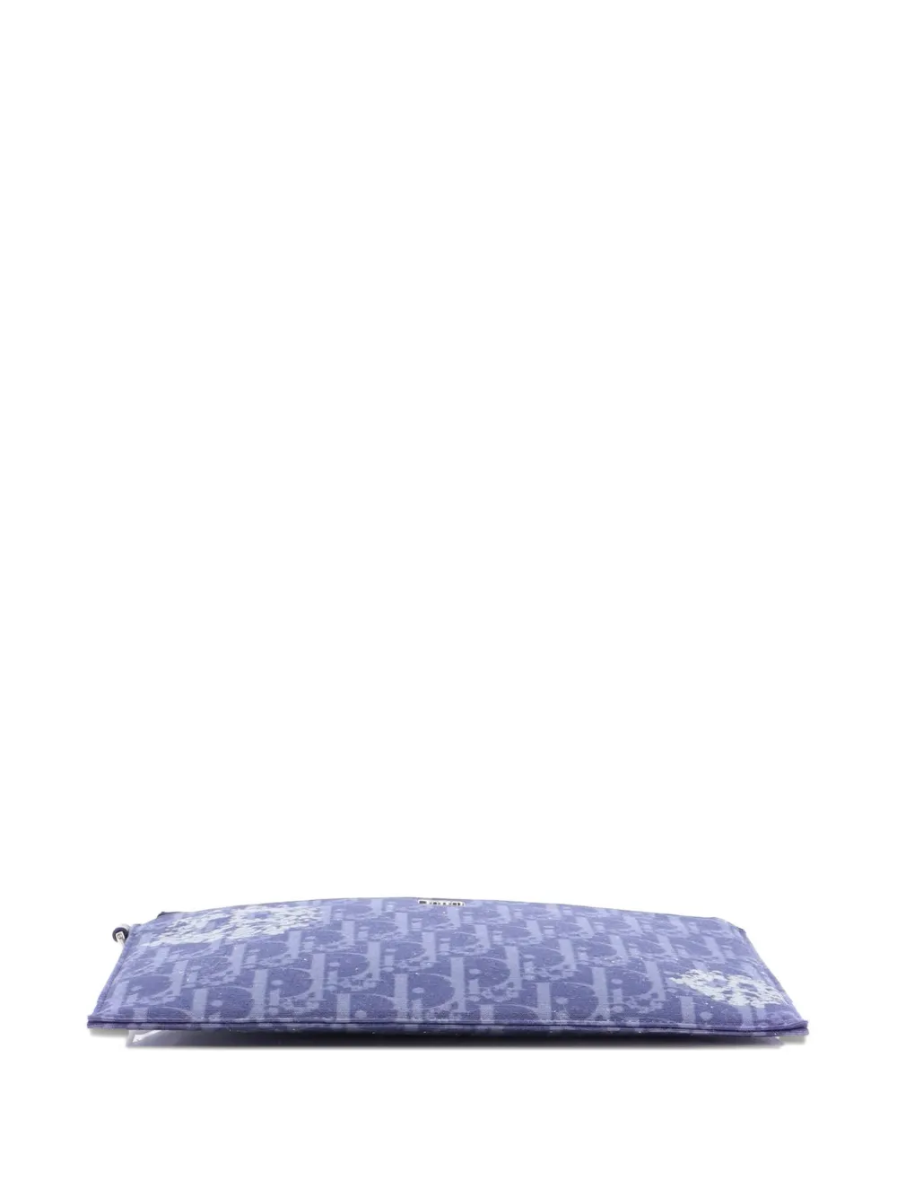 Pre-owned Dior A5 Pouch Printed Oblique Denim Clutch Bag In Blue