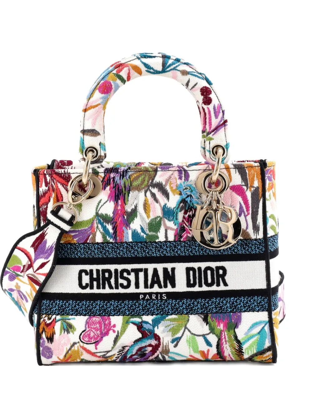Christian Dior Pre-Owned Lady D-Lite Bag Embroidered Canvas Medium satchel - Mehrfarbig