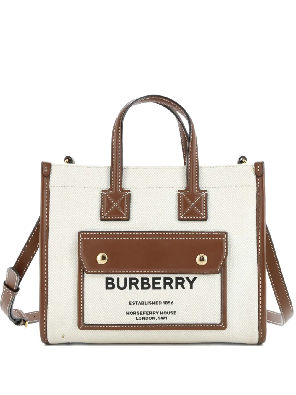 Burberry Pre-Owned Freya Shopping Tote Canvas with Leather Mini shoulder bag | neutro | Image 1