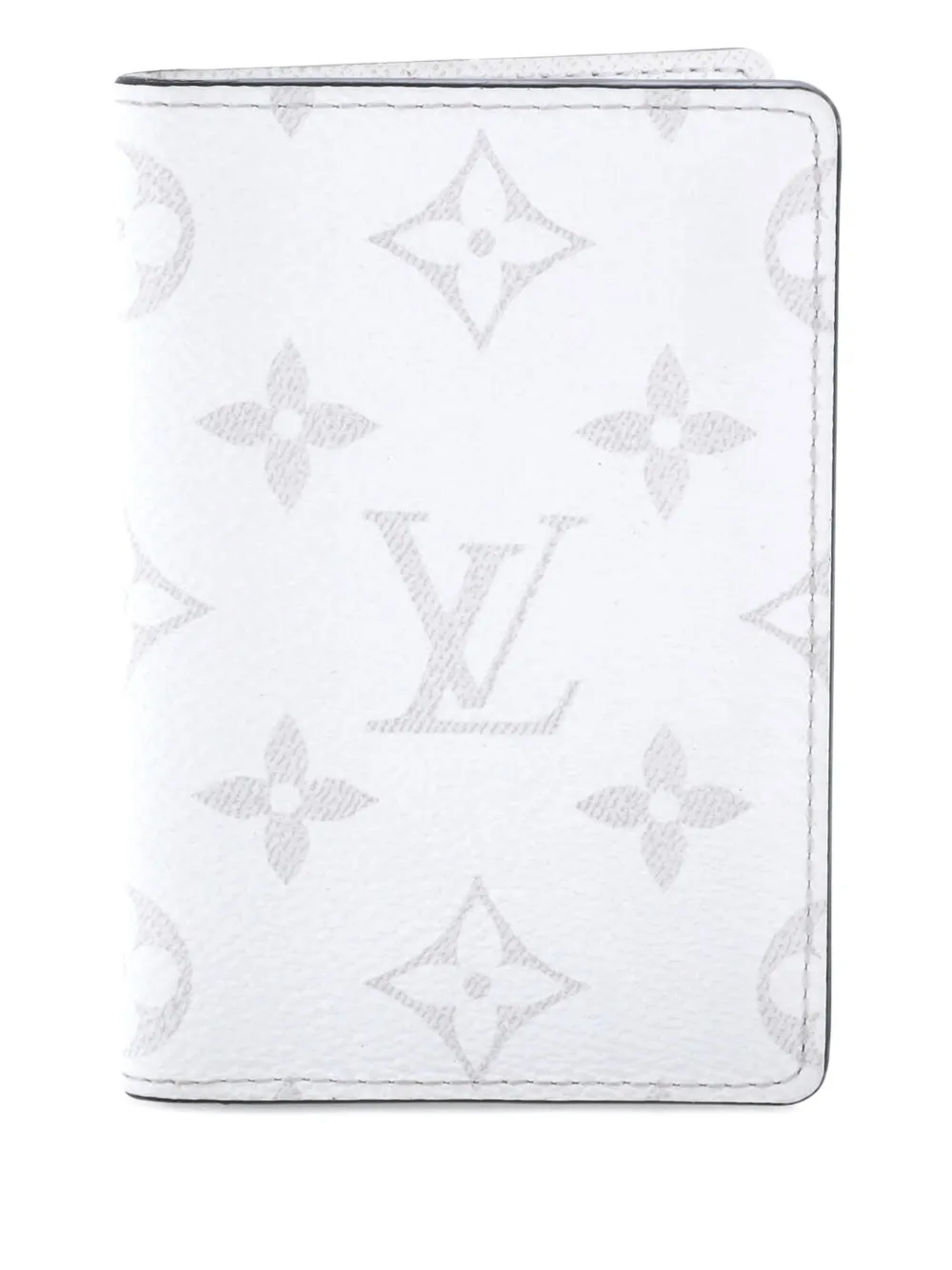 Pre-owned Louis Vuitton Pocket Organizer Monogram Taigarama Small Wallets In White