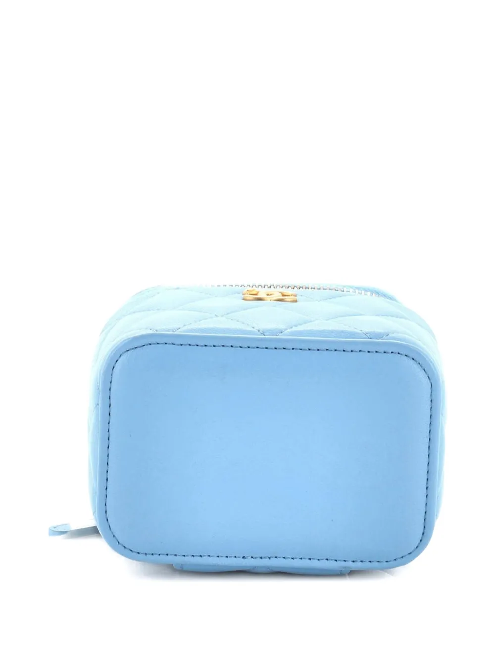 Pre-owned Chanel Pearl Crush Vanity Case With Chain Quilted Lambskin Mini Clutch Bag In Blue