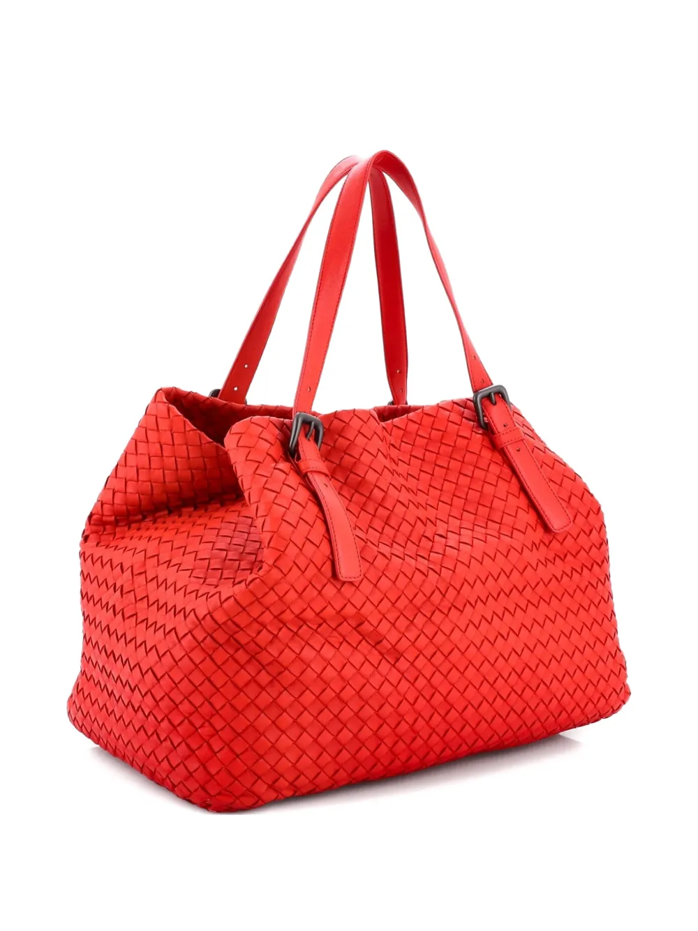 Pre-owned Bottega Veneta A-shape Intrecciato Nappa Large Tote Bag In Red