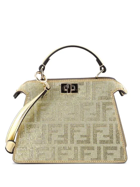 Fendi Pre-Owned Peekaboo ISeeU Bag Zucca Crystal Embellished Suede Petite satchel