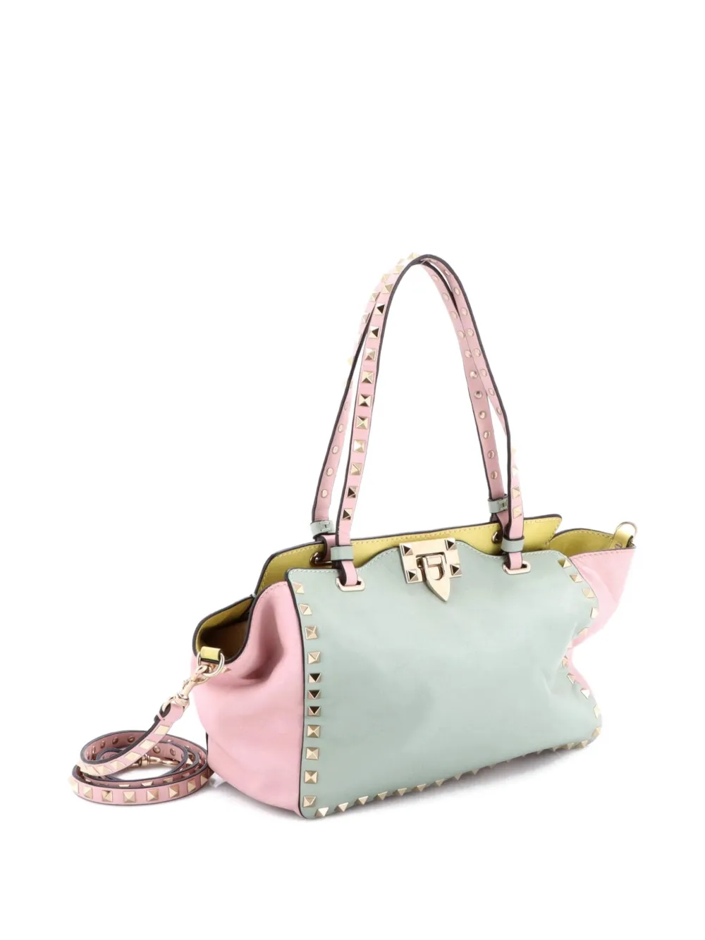 Pre-owned Valentino Garavani Rockstud Soft Leather Small Tote Bag In Multi