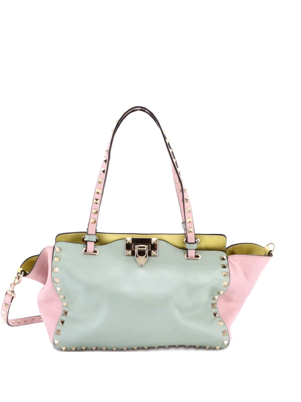 Pre-owned Valentino Garavani Rockstud Soft Leather Small Tote Bag In Multi