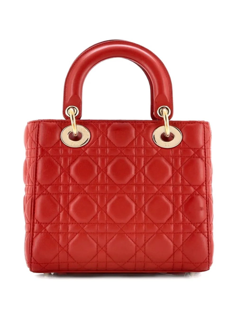 DIOR Pre-owned My Lady Bag Cannage Quilt Lambskin Satchel In Red
