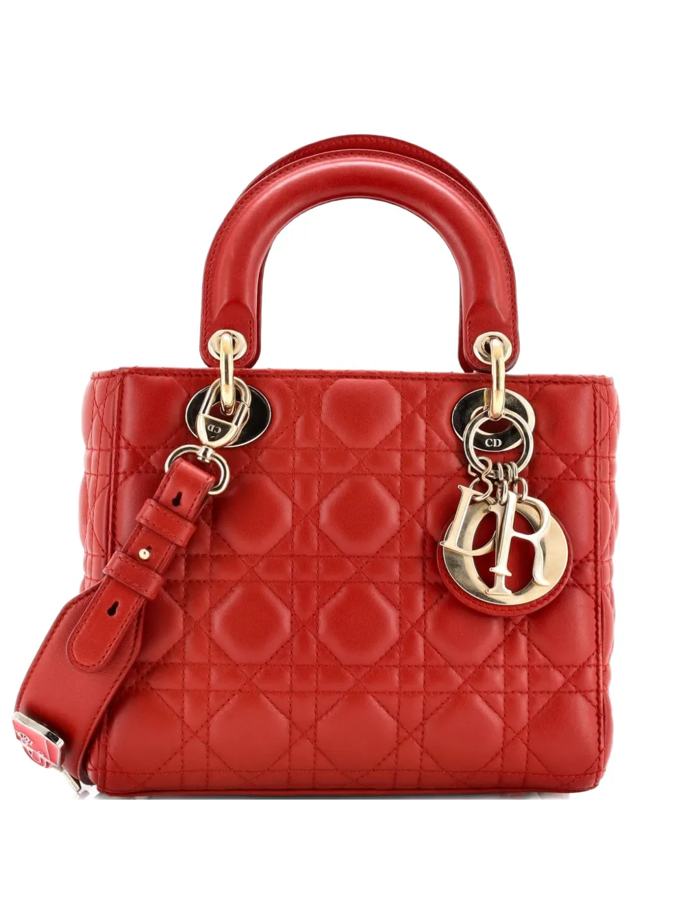 Christian Dior Pre-Owned My Lady Dior Bag Cannage Quilt Lambskin satchel - Rosso