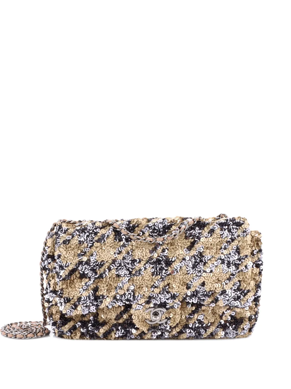 Pre-owned Chanel Flap Bag Multicolor Sequins Medium Shoulder Bag In Green