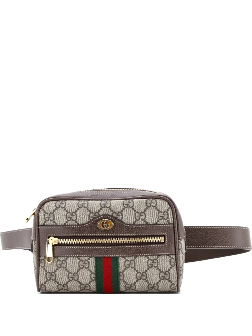 Pre-owned Gucci Ophidia Gg Coated Canvas Small Belt Bag In Brown