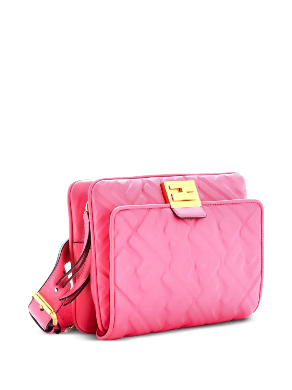FENDI Pre-owned Upside Down Bag Zucca Embossed Leather Belt Bag In Pink