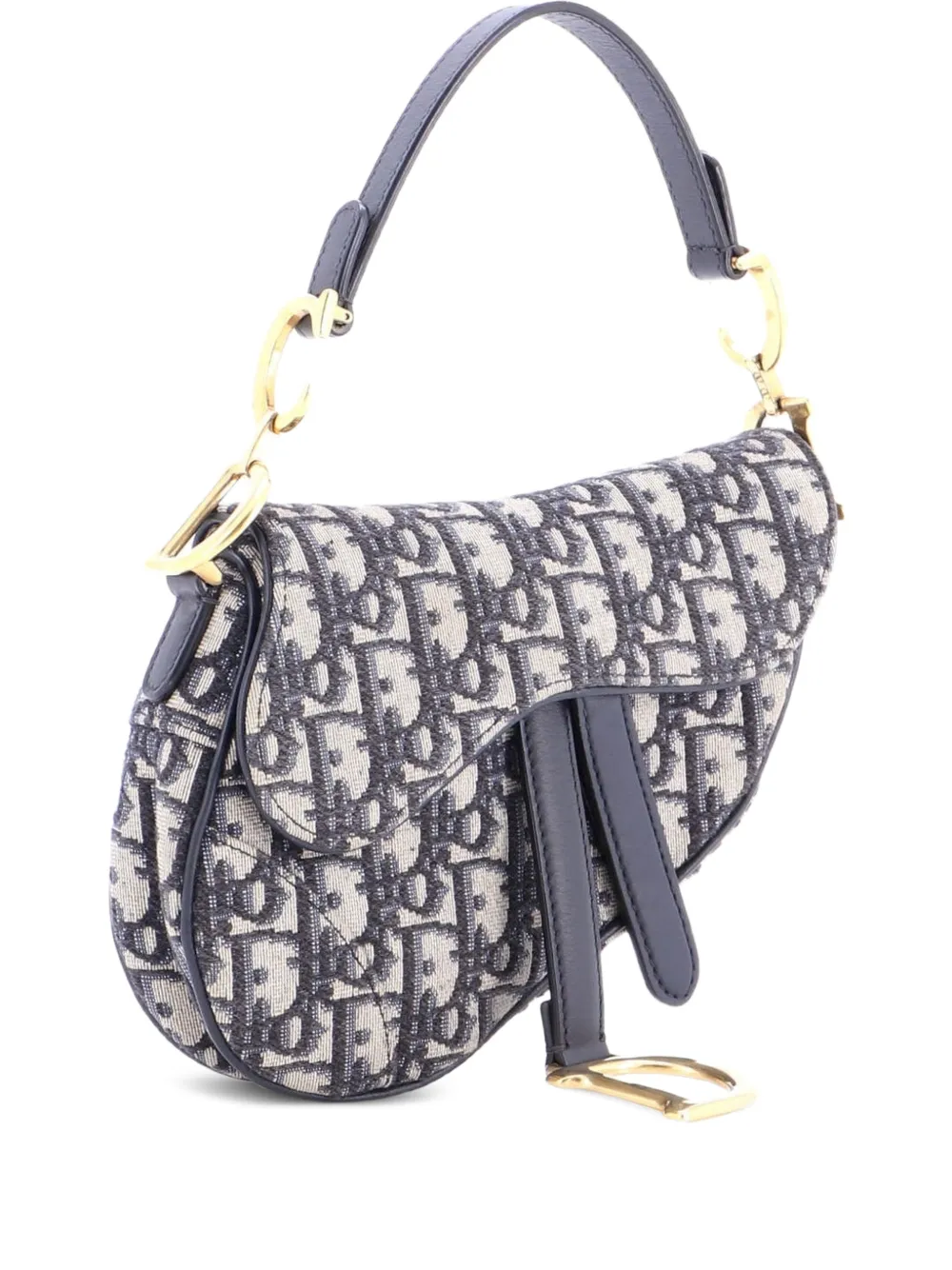 Pre-owned Dior Saddle Handbag Oblique Canvas Mini Shoulder Bag In Blue