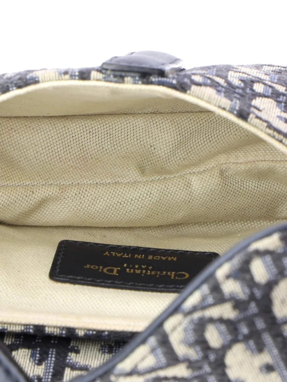 DIOR Pre-owned Saddle Handbag Oblique Canvas Mini Shoulder Bag In Blue