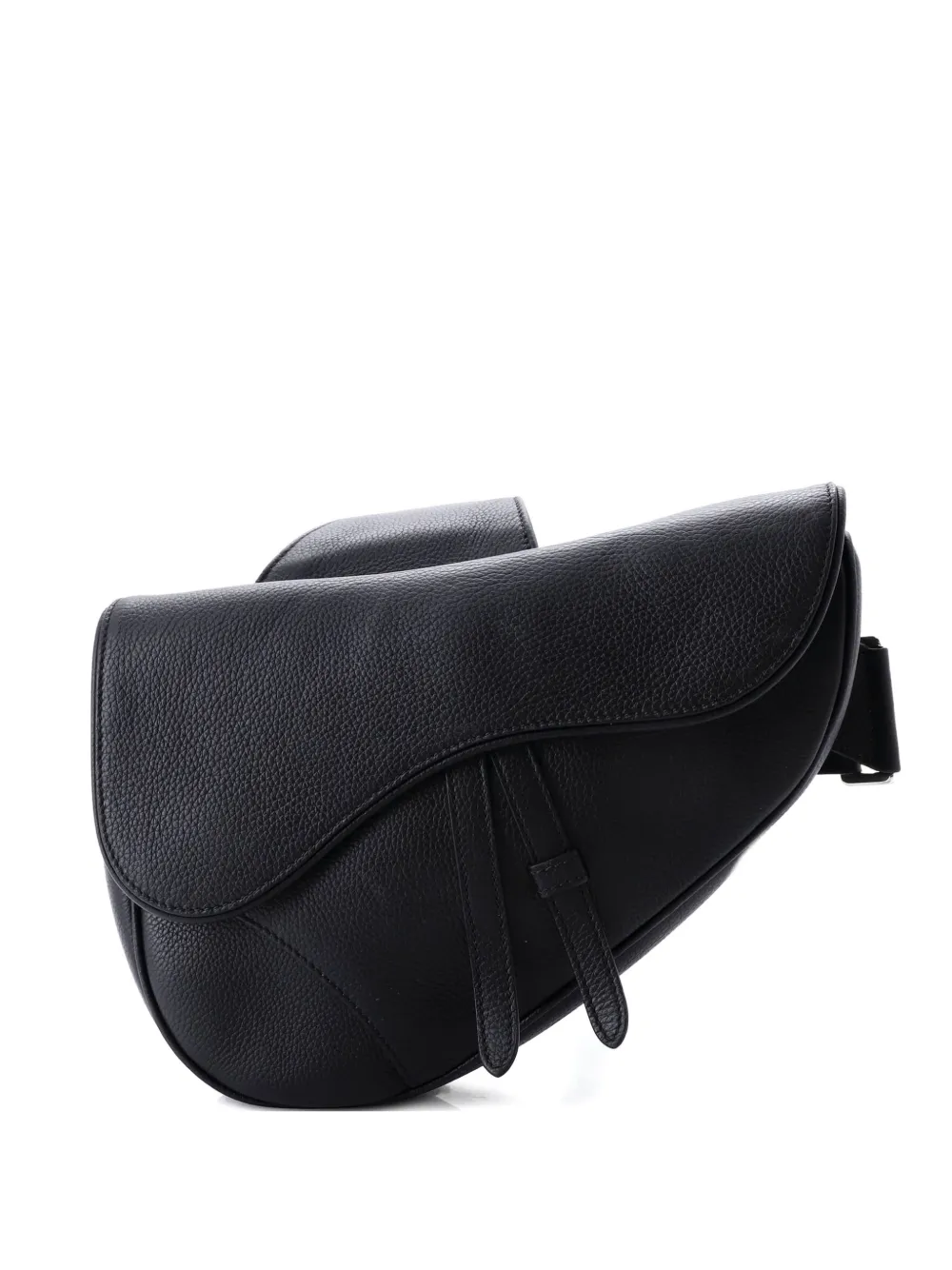 Pre-owned Dior Saddle Leather Crossbody Bag In Black