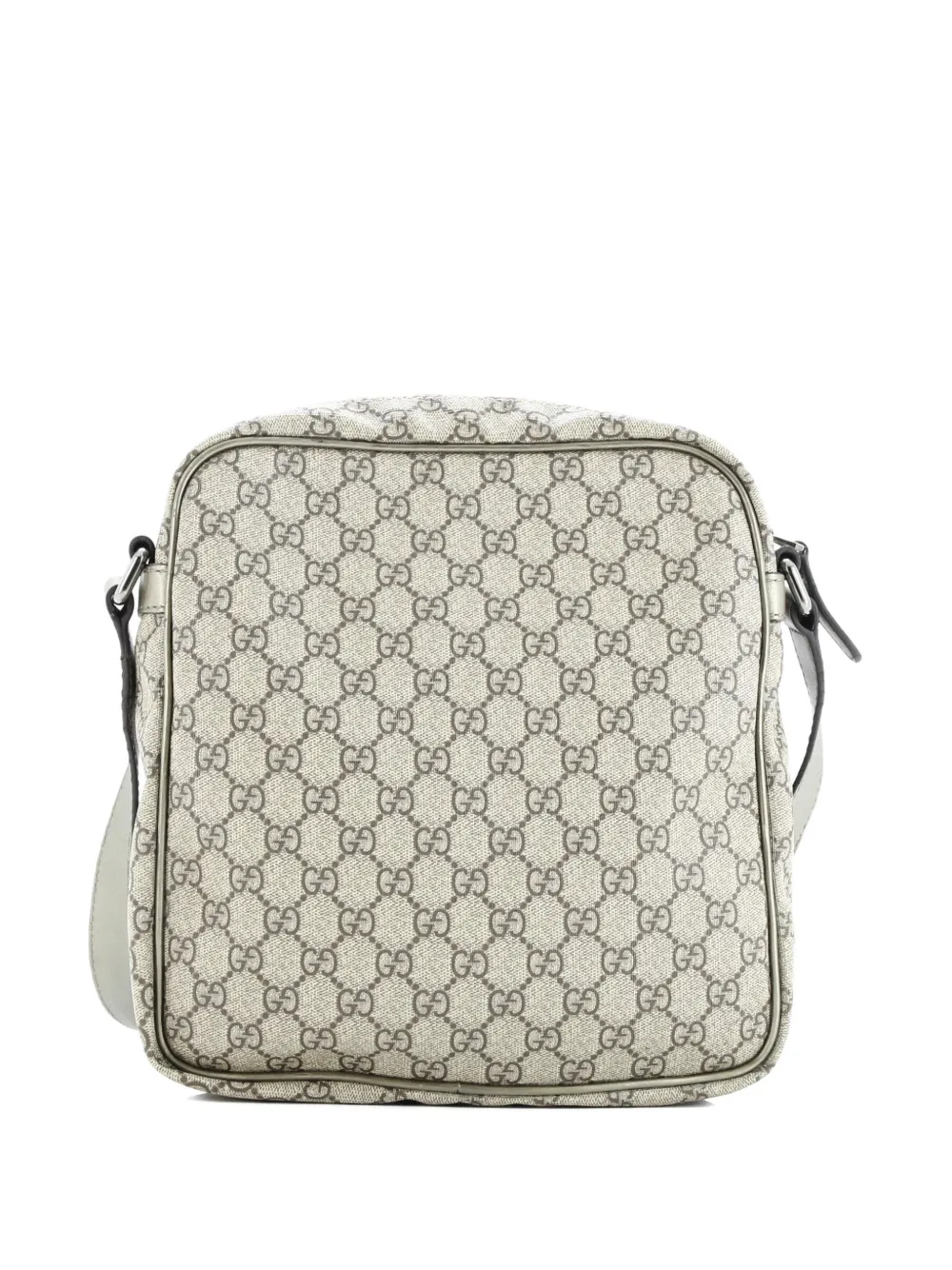 Pre-owned Gucci Front Zip Messenger Gg Coated Canvas Medium Crossbody Bag In Gray