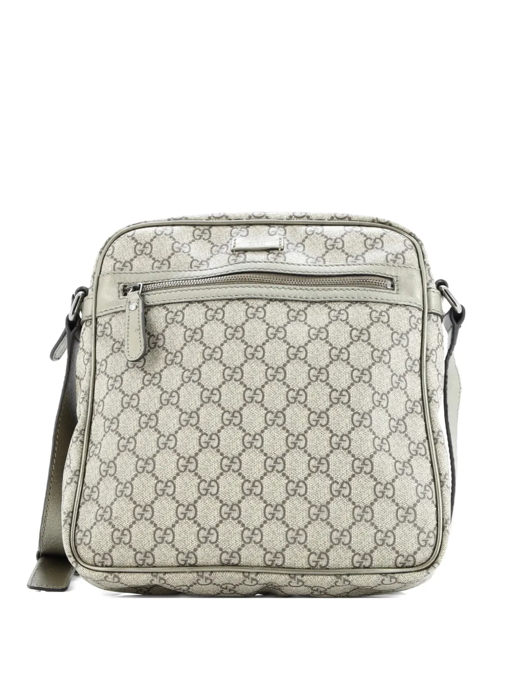 Gucci Pre-Owned Front Zip Messenger GG Coated Canvas Medium crossbody bag - Grigio