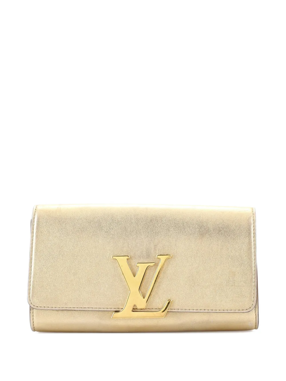 Pre-owned Louis Vuitton Louise Leather Mm Clutch Bag In Gold