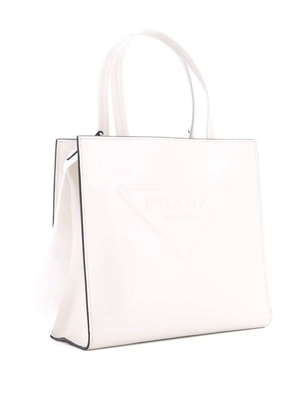 Prada Pre-Owned Logo Drill Leather Small tote bag - Bianco