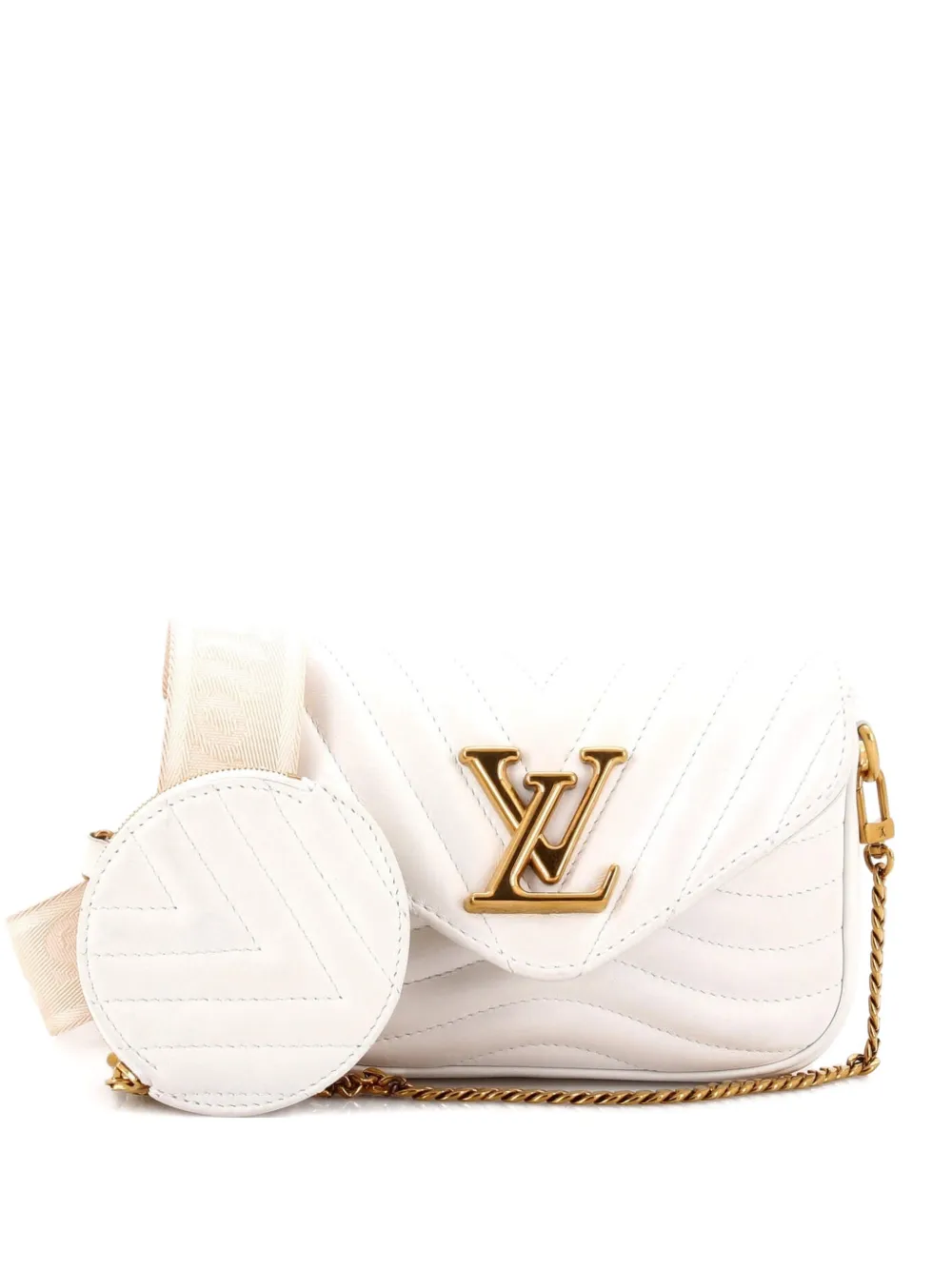 Pre-owned Louis Vuitton New Wave Multi Pochette Quilted Leather Crossbody Bag In Blue